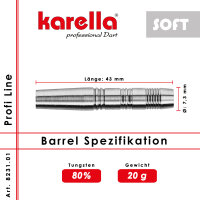Dartbarrel Softbarrel Karella Profi Line PLS-01 80% Tungsten 20 g