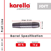 Dartbarrel Softbarrel Karella Profi Line PLS-04 80% Tungsten 16 g